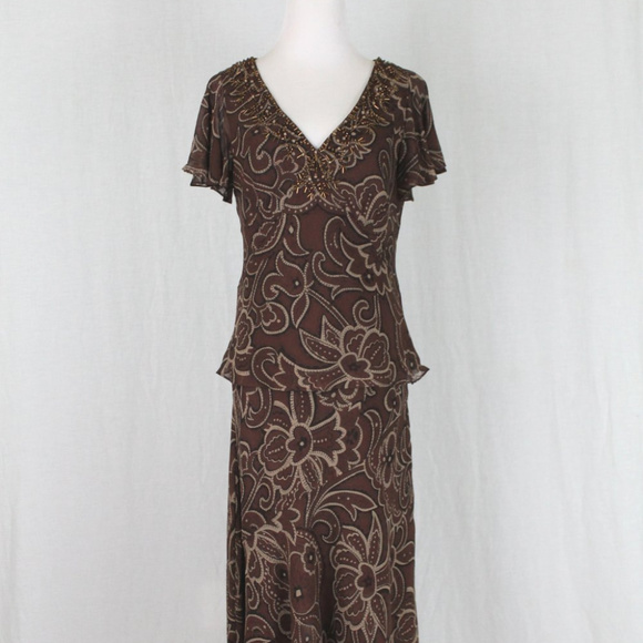 Adrianna Papell Dresses & Skirts - Adrianna Papell Beaded Silk Batik Print Dress